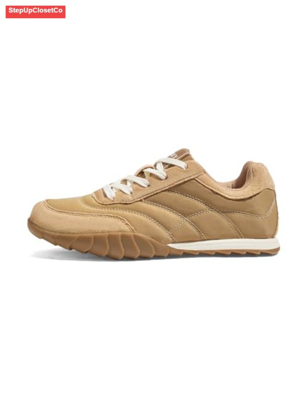 Women Retro Fashion Sneakers Thin Sole Faux Leather Suede Slip Resistant Tennis